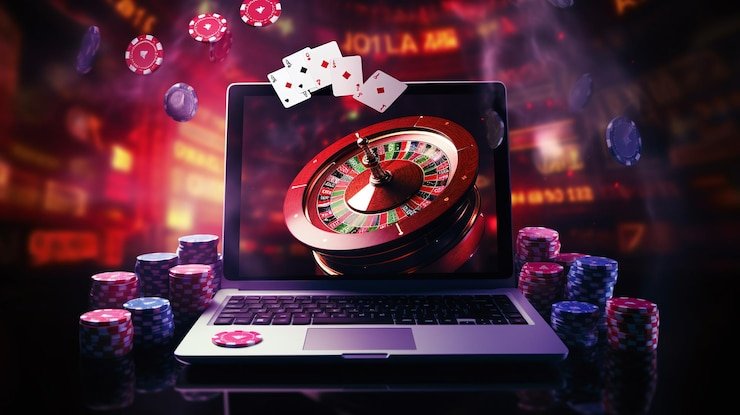 Dealer Live Baccarat chang4d yang sedang membagikan kartu di studio profesional dengan pencahayaan oranye dan hijau